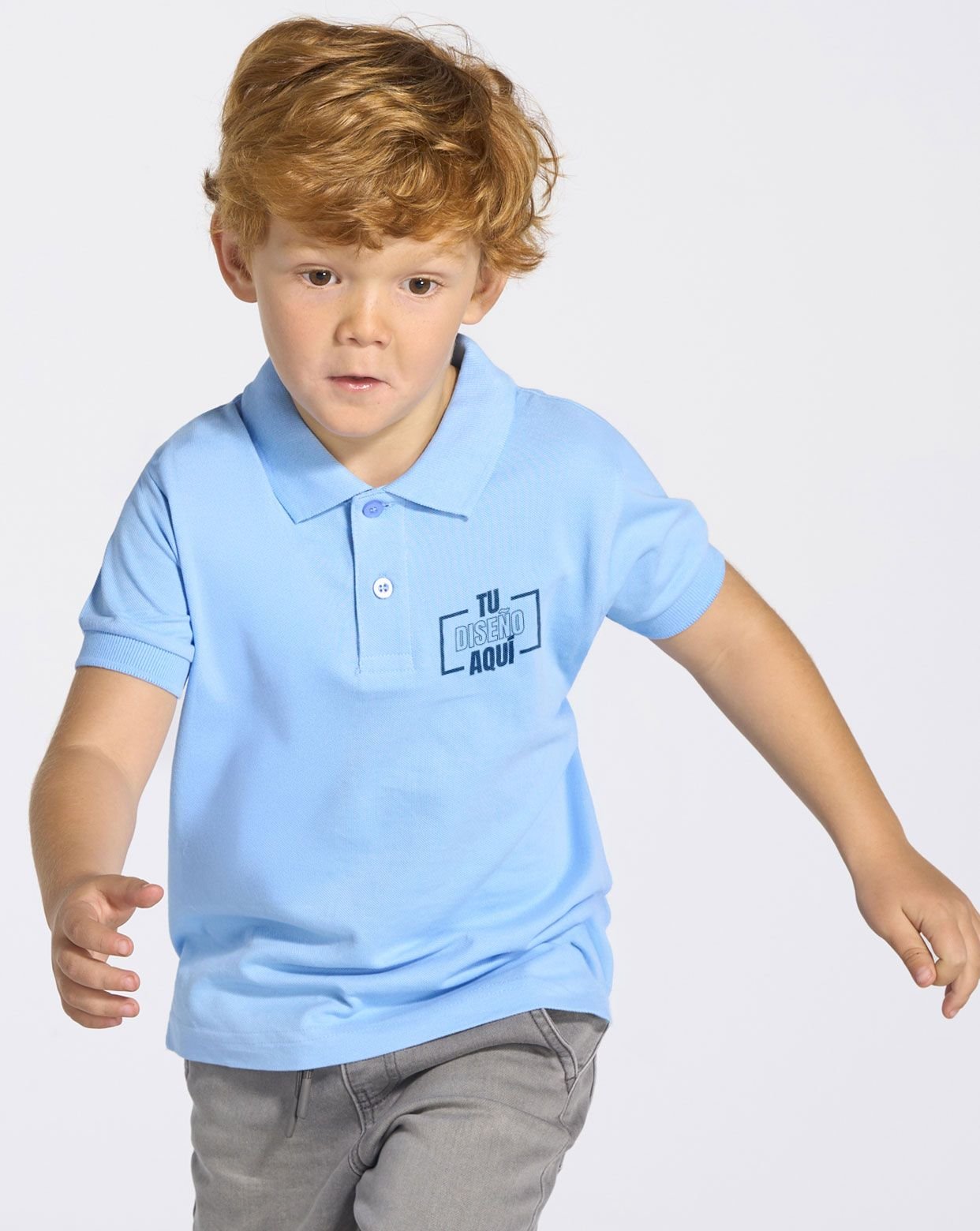 Polo piqué infantil personalizado DTF unisex de manga corta, unisex. 100% algodón PKID210