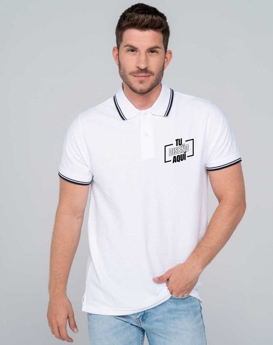 Polo Contrast personalizado DTF para hombre de manga corta 100% Algodón PORA210