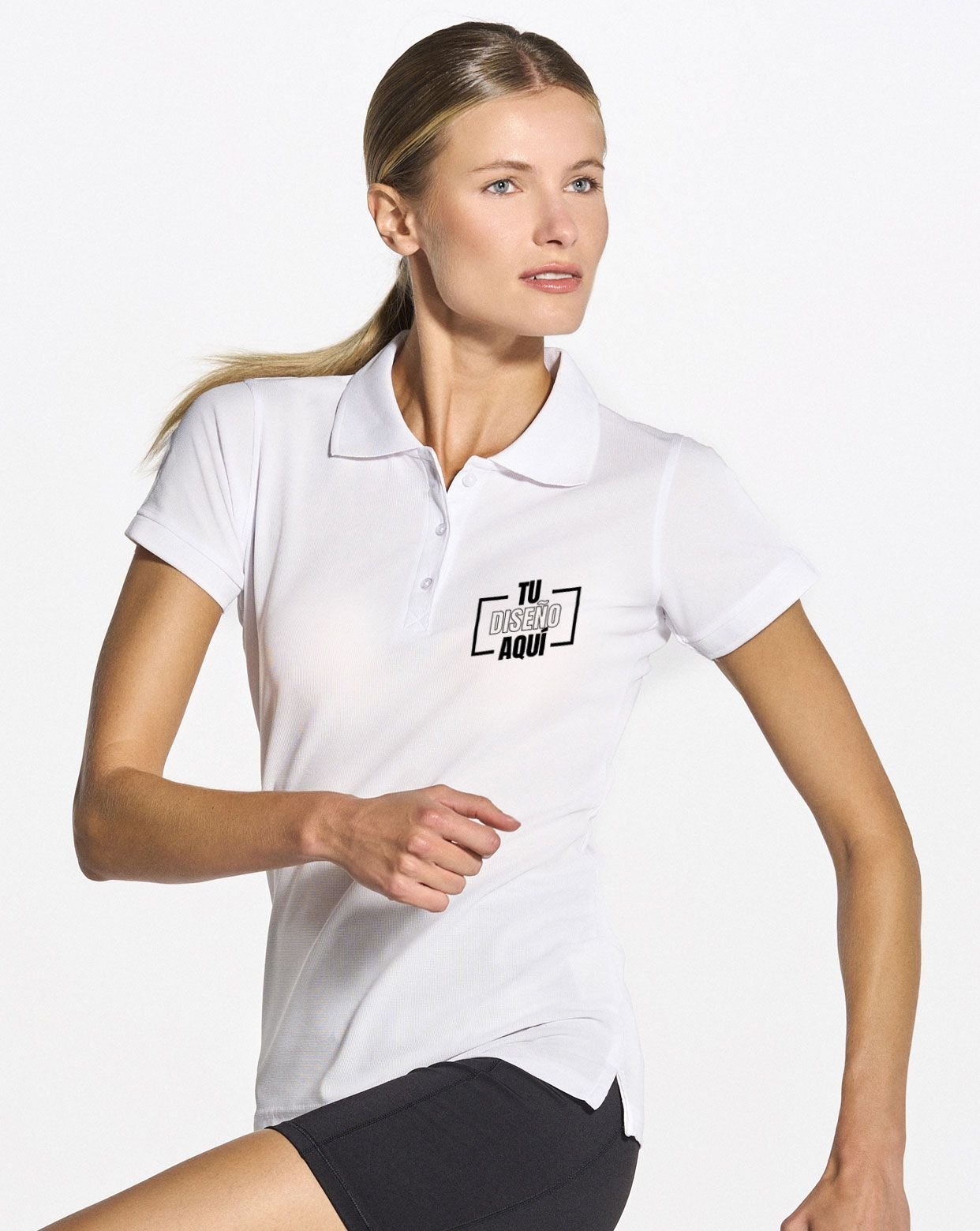 Polo piqué deportivo de manga corta personalizado DTF para mujer 100% Poliéster SPORTPIQUELADY