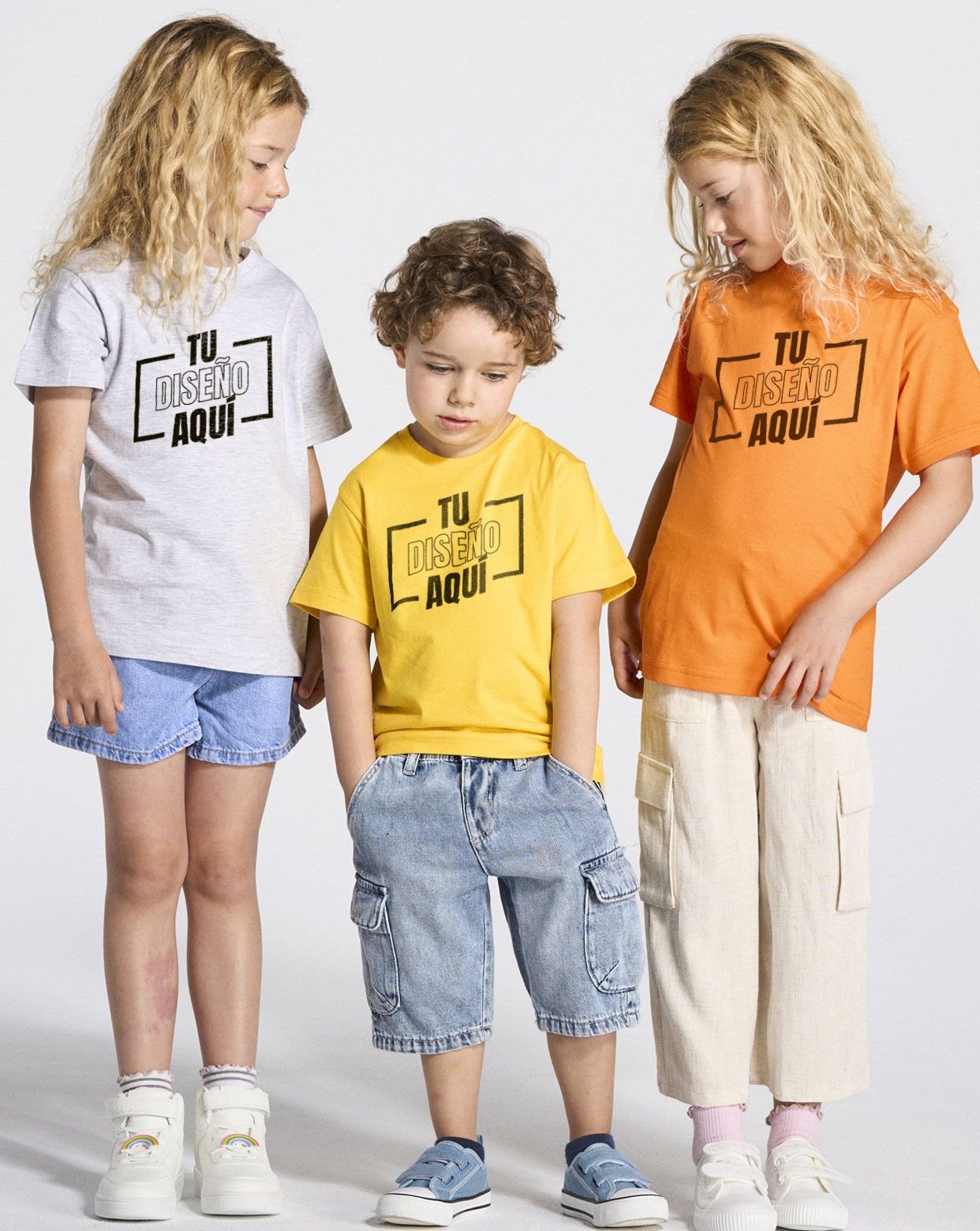 Camiseta básica infantil personalizada DTF unisex de manga corta, 100% algodón TSRK190