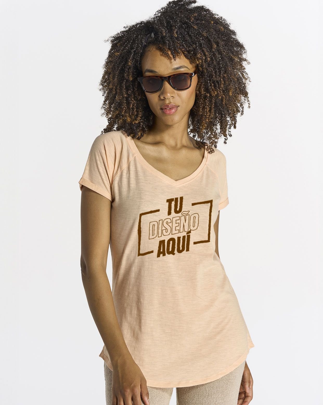 Camiseta básica de chica personalizada DTF manga corta y tejido slub. 100% algodón TSULSLB