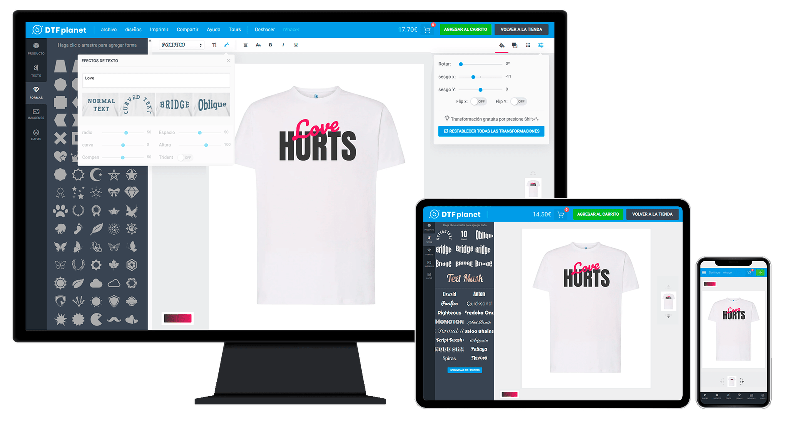 Diseña camisetas con nuestro editor online de impresión DTF